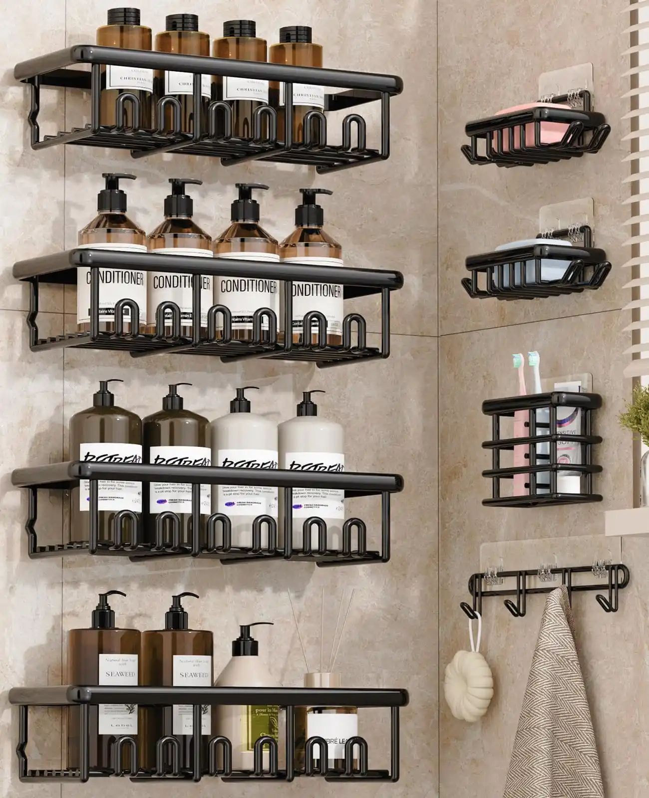 8 Pack Adhesive Rustproof Shower Caddy with Soap Dishes review