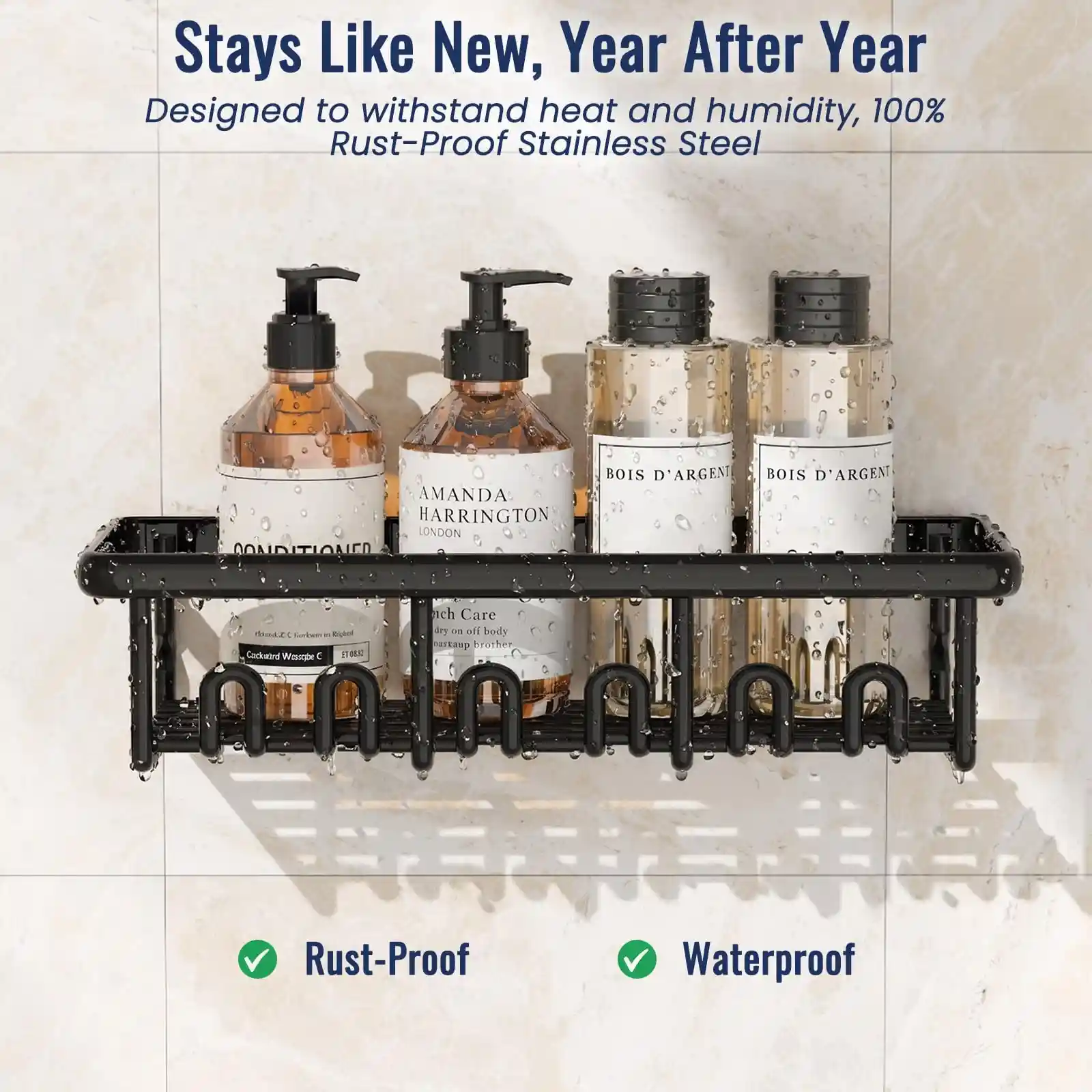 8 Pack Adhesive Rustproof Shower Caddy with Soap Dishes showcase