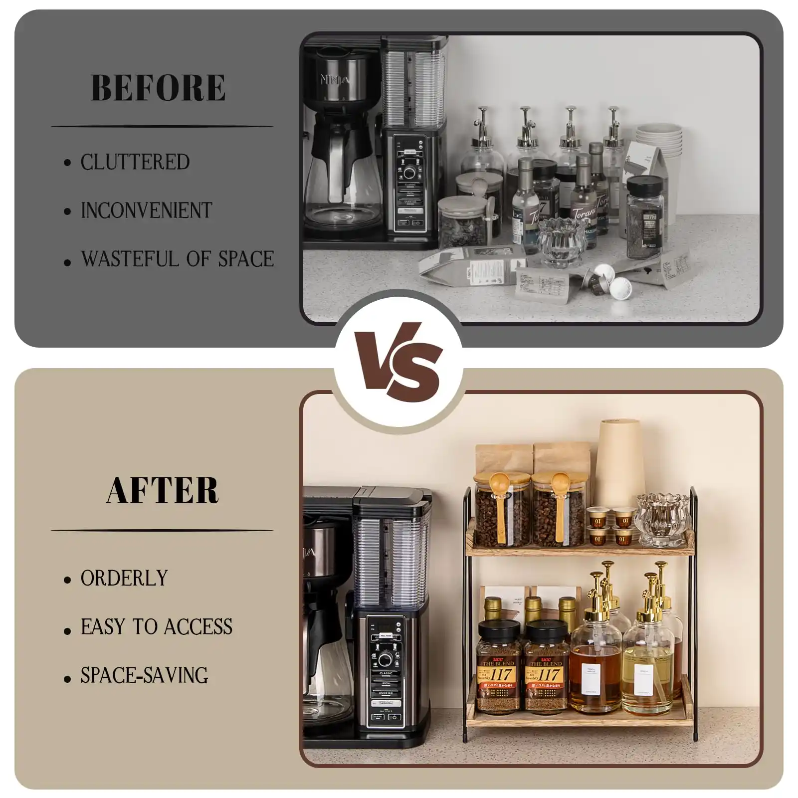 ANBOXIT Countertop Coffee Station Organizer features
