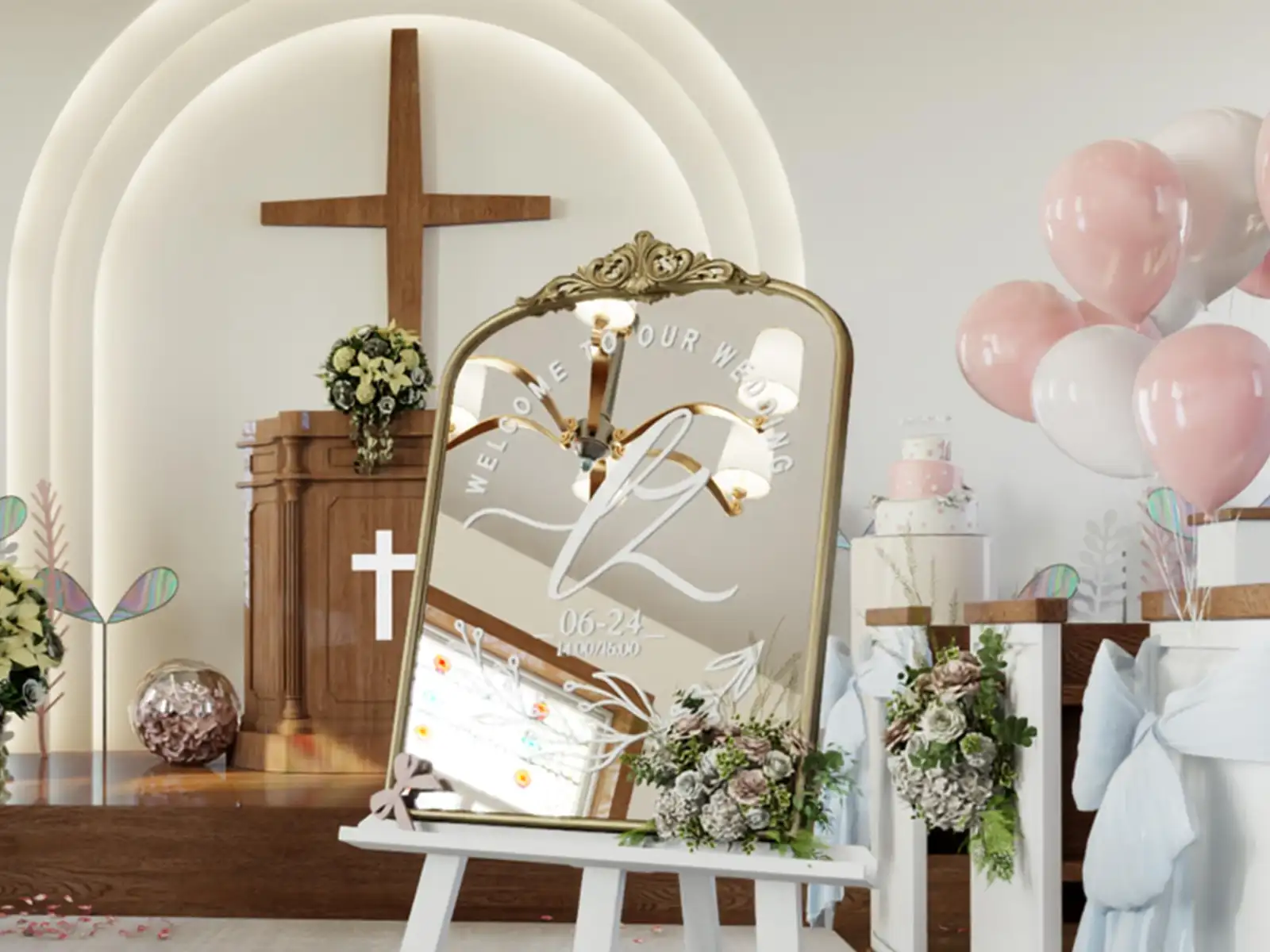 Antique Gold Bathroom Arched Wall Mirrors, Ornate Arch showcase