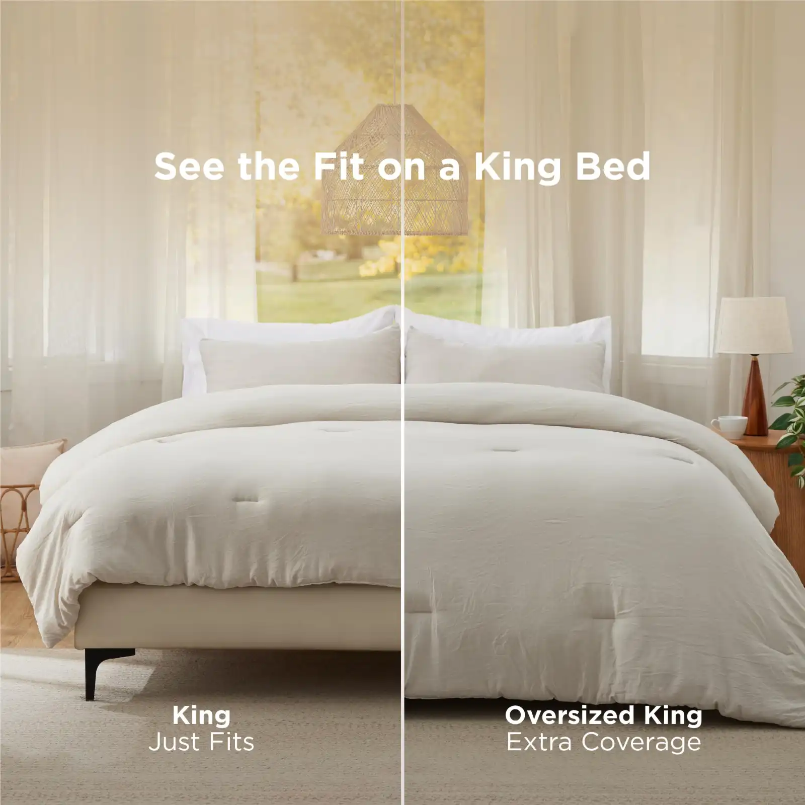 Bedsure King Comforter Set, Beige Soft Prewashed Bedding detail
