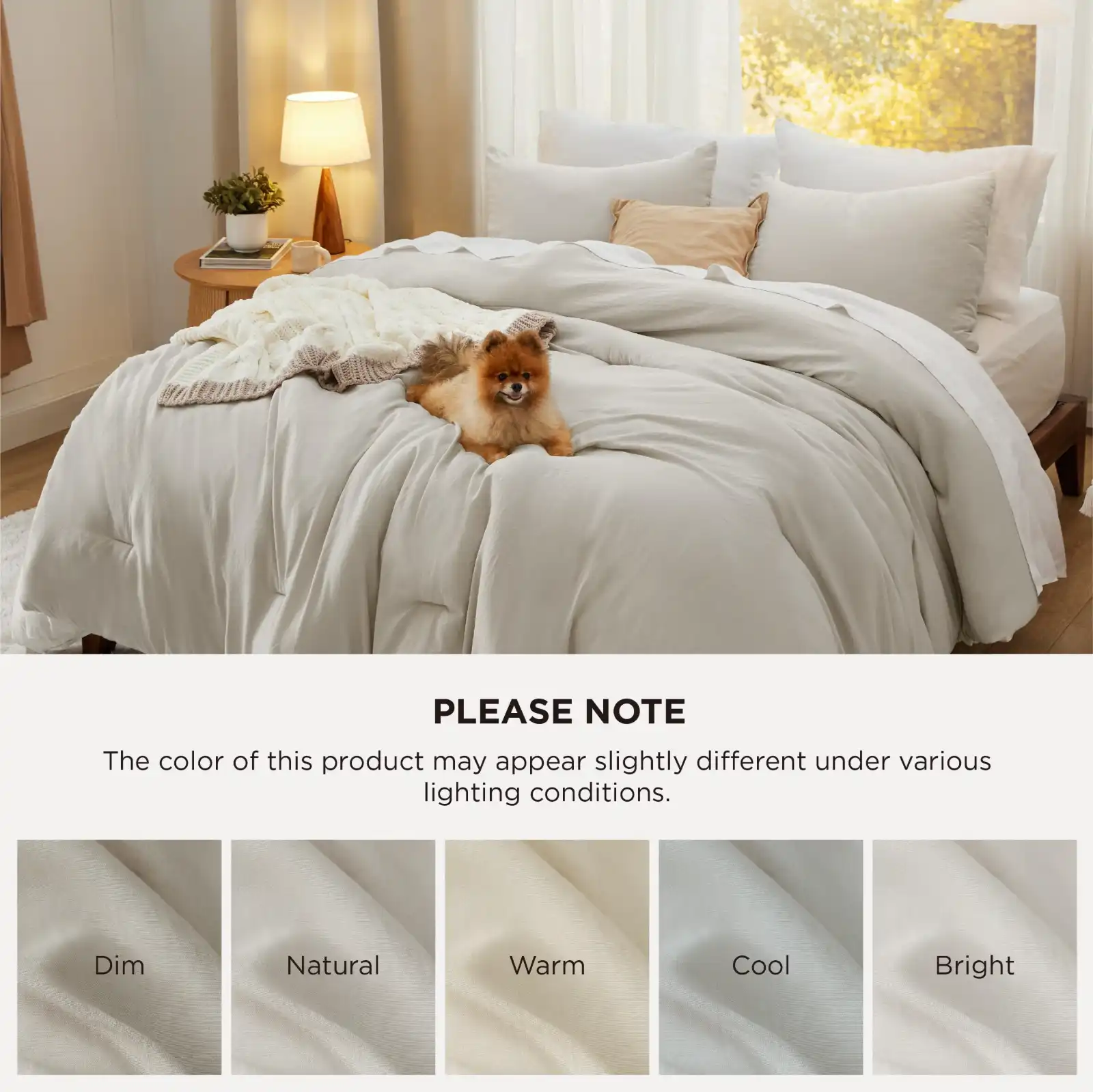 Bedsure King Comforter Set, Beige Soft Prewashed Bedding texture