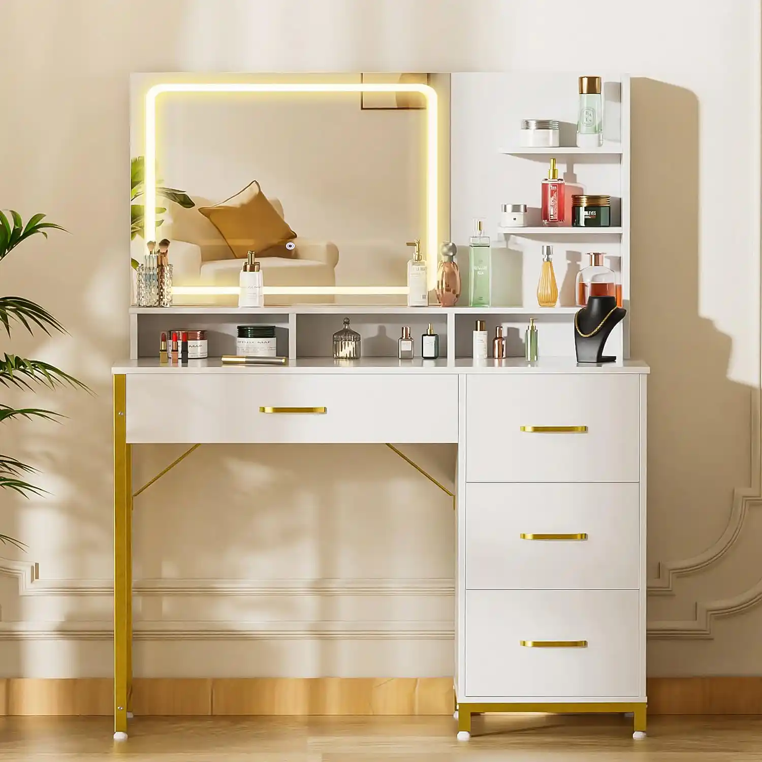 COMHOMA Vanity Desk with Mirror and Lights, Makeup Vanity Table results