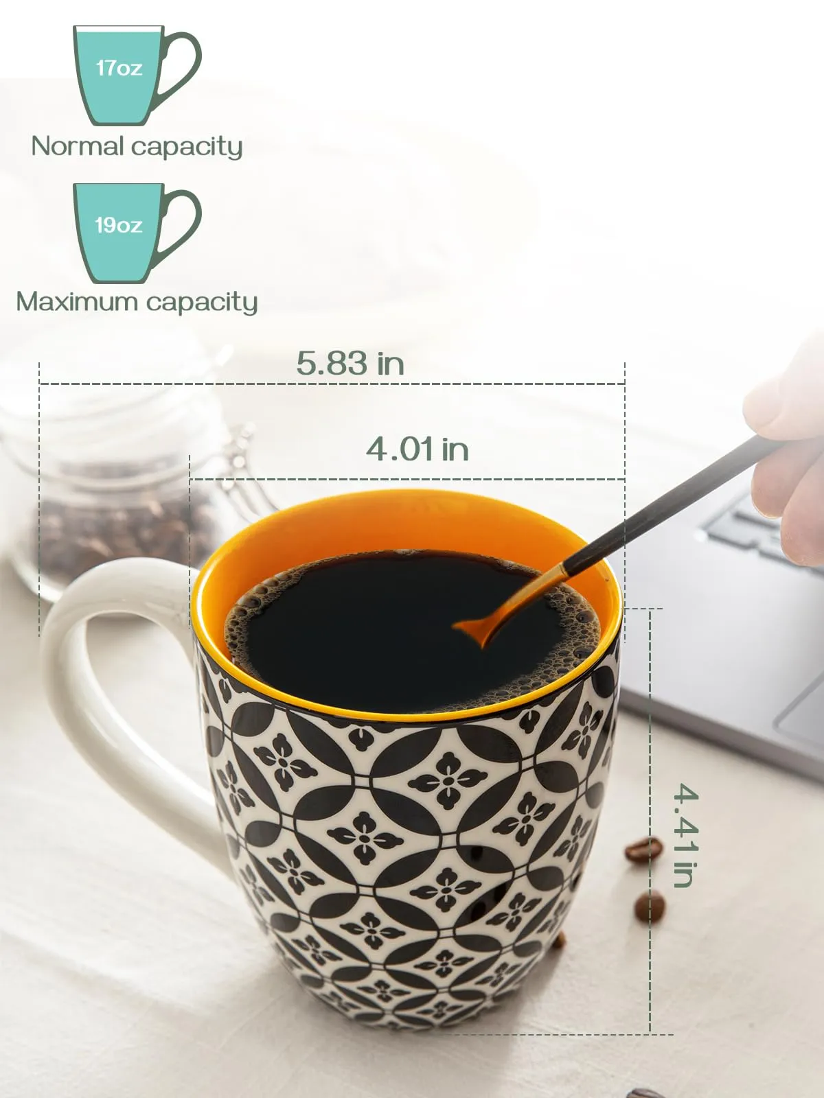 DOWAN Coffee Mugs Set of 6, 16 oz Large Porcelain Mug results
