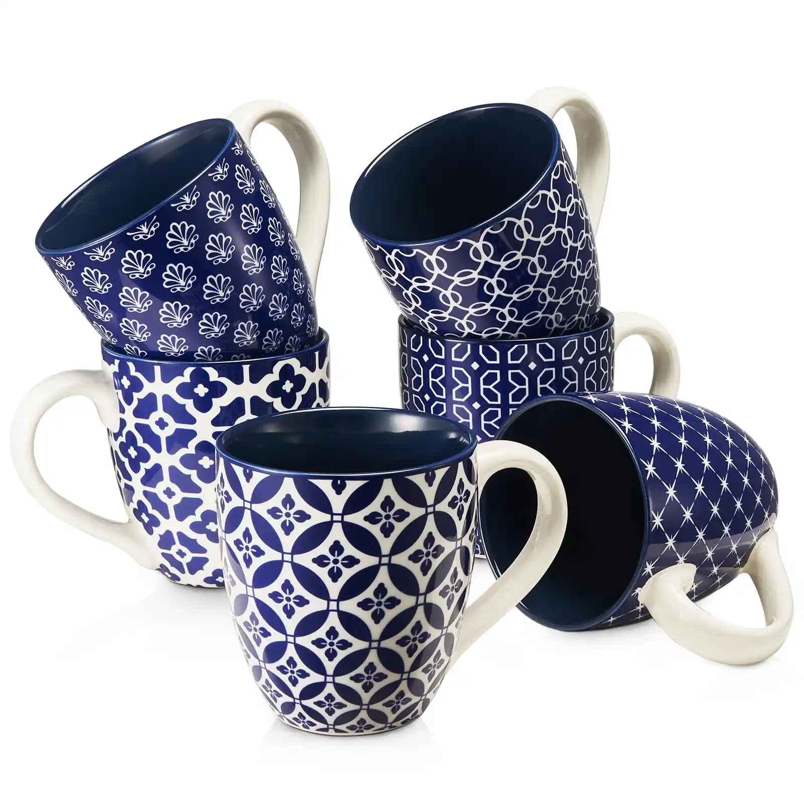 DOWAN Coffee Mugs Set of 6, 16 oz Large Porcelain Mug texture