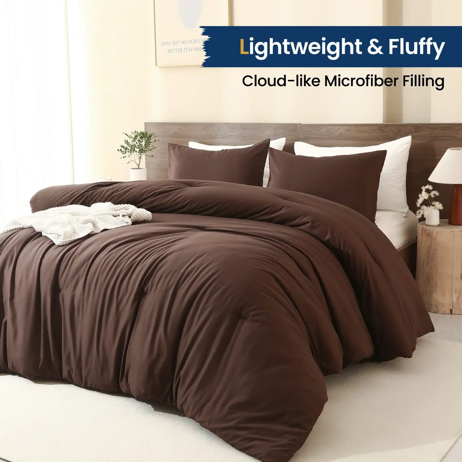 Earthy Brown Comforter Queen Size, Neutral 3 Pieces showcase