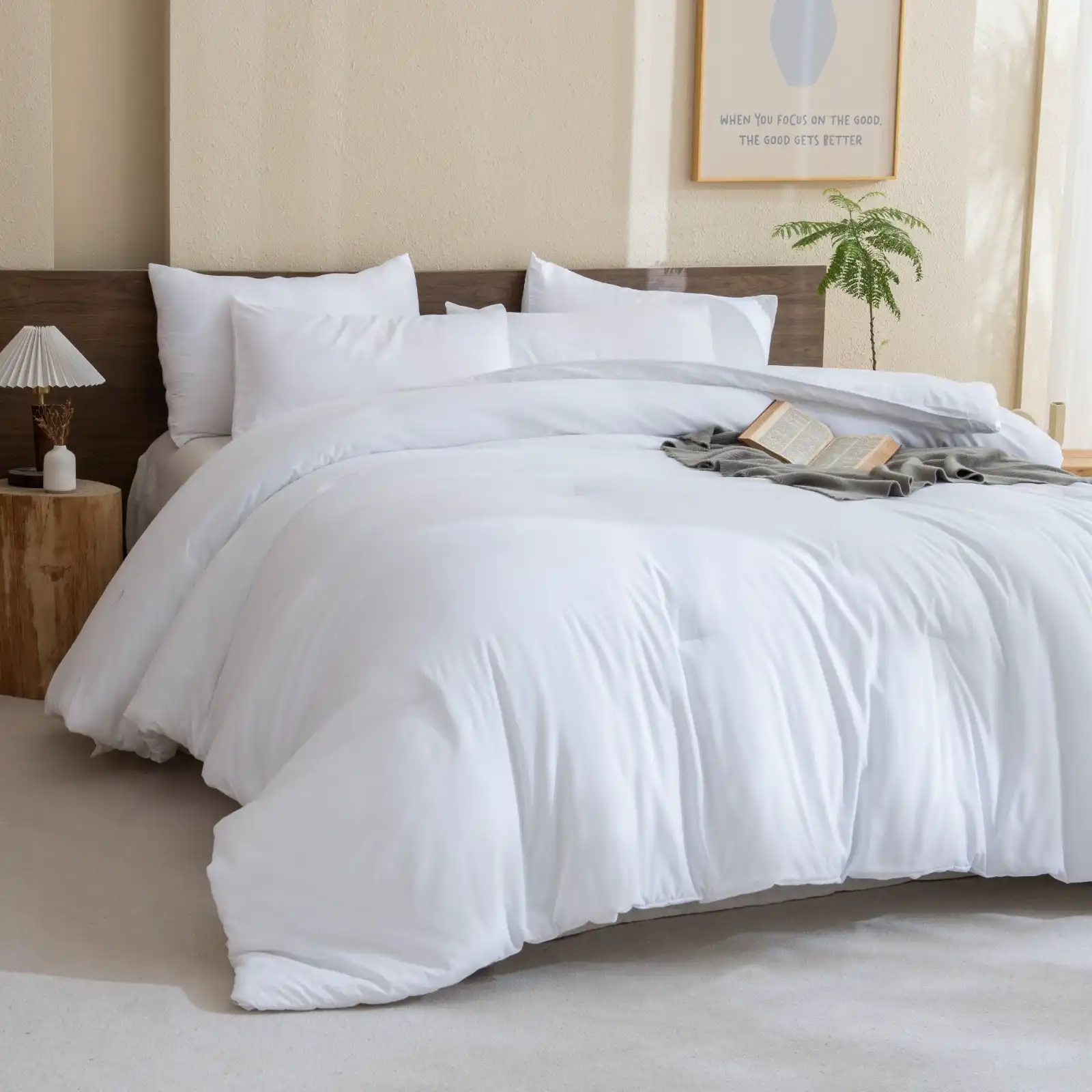 Earthy Brown Comforter Queen Size, Neutral 3 Pieces texture