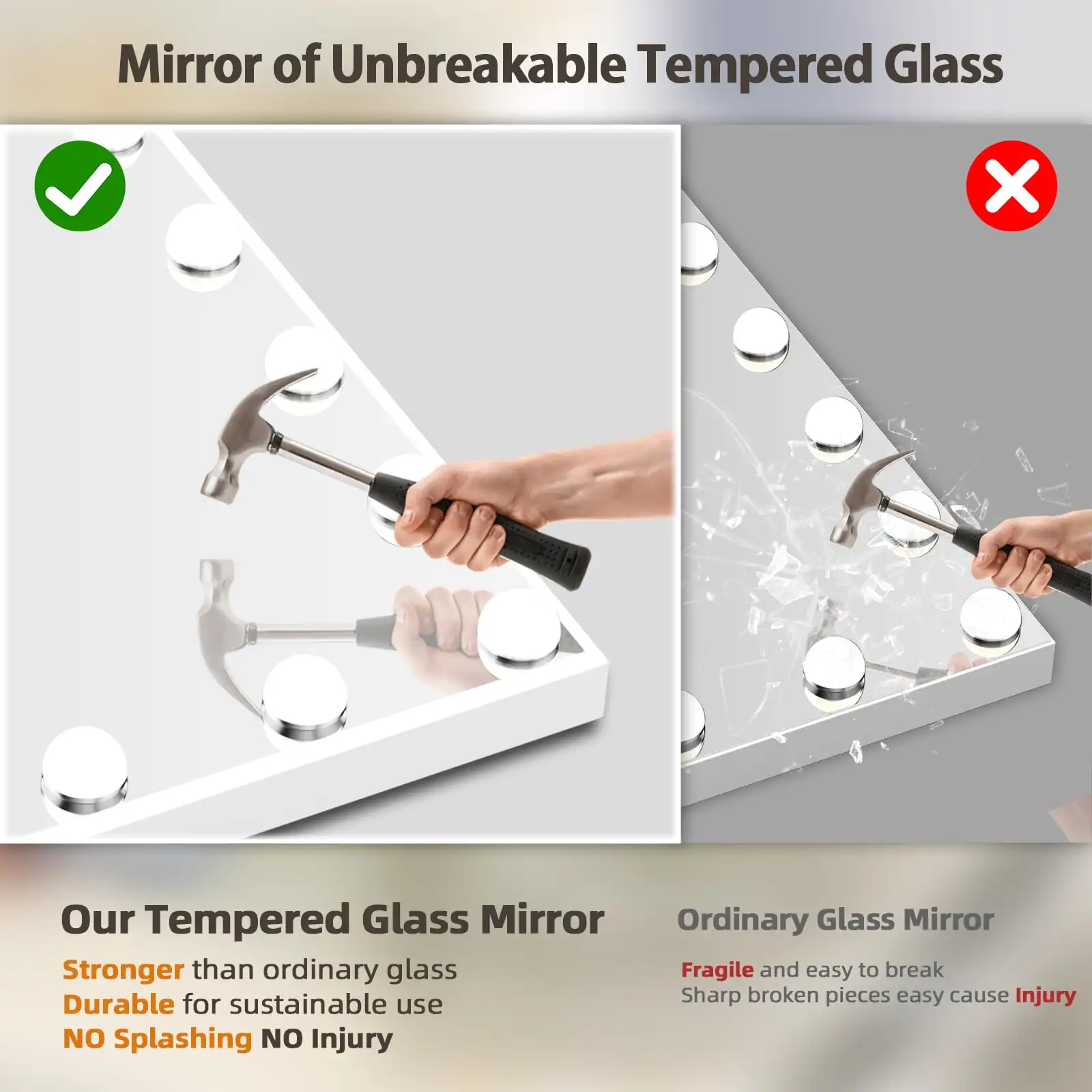 FENCHILIN Vanity Mirror with Lights features