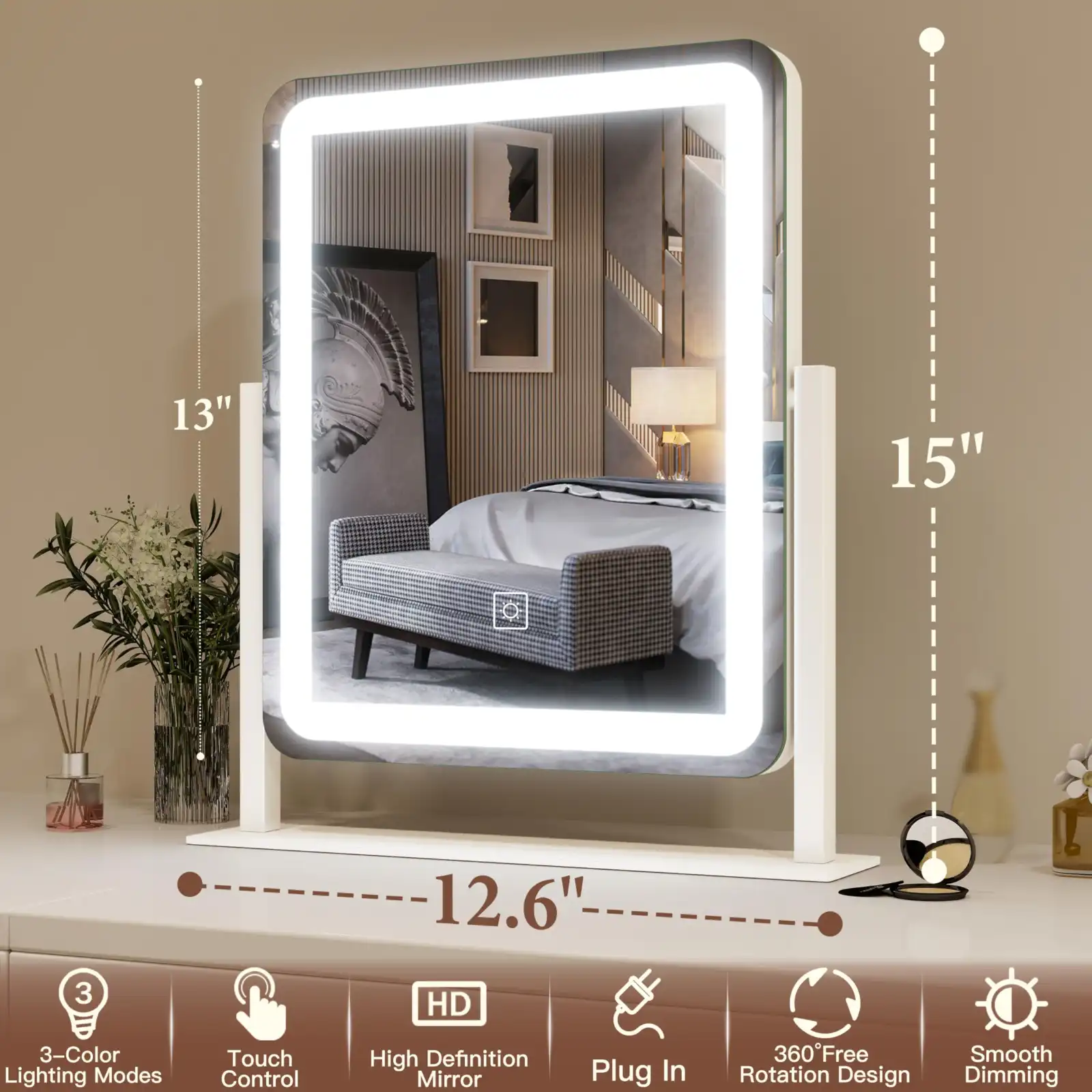 FENNIO Vanity Mirror LED Lighted for Makeup detail