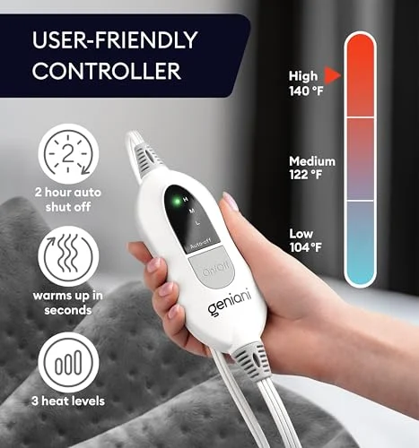 GENIANI Electric Heating Pad – Relief for Back Pain & Cramps results