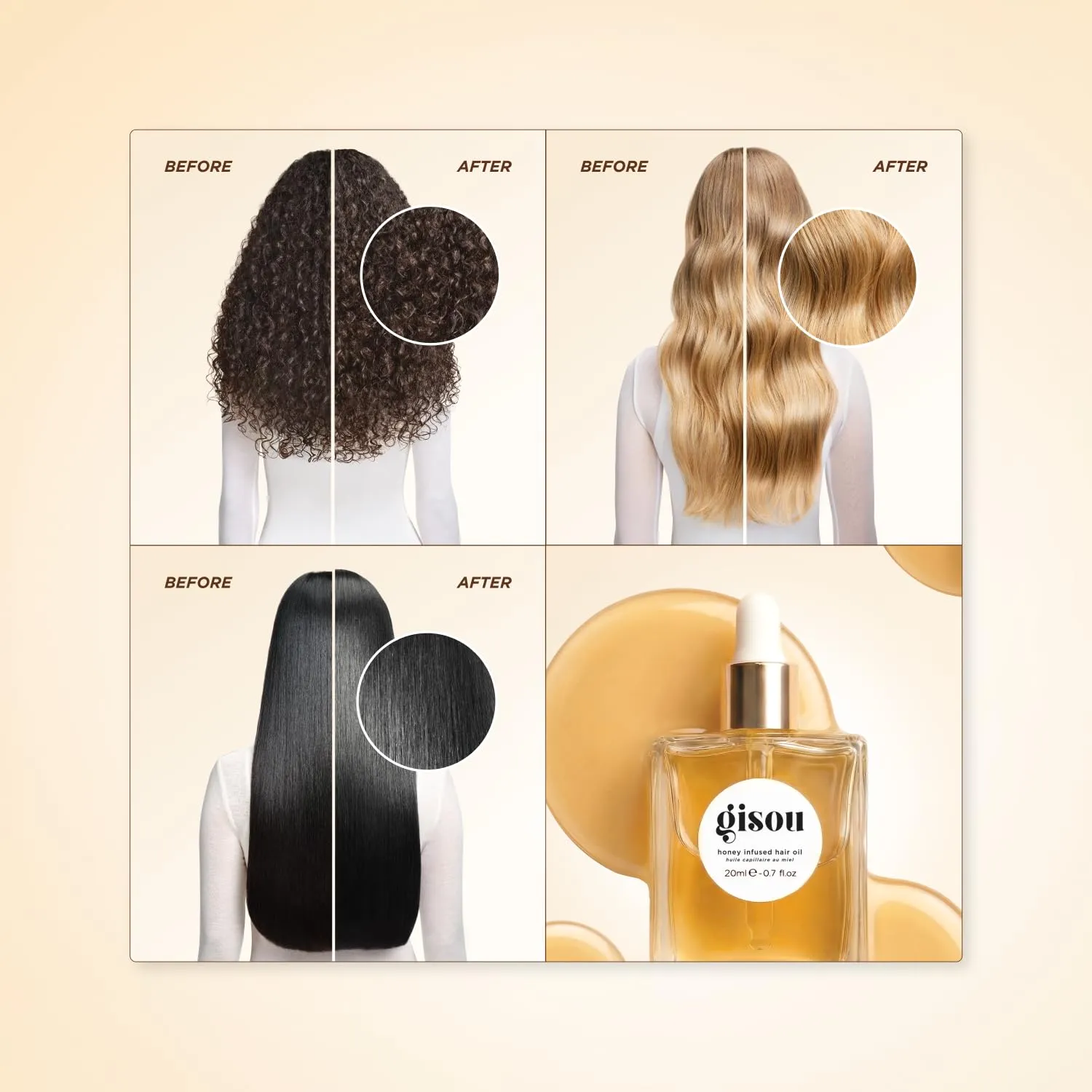 Gisou Honey Infused Hair Oil Mini – Hydrating & Frizz Control showcase