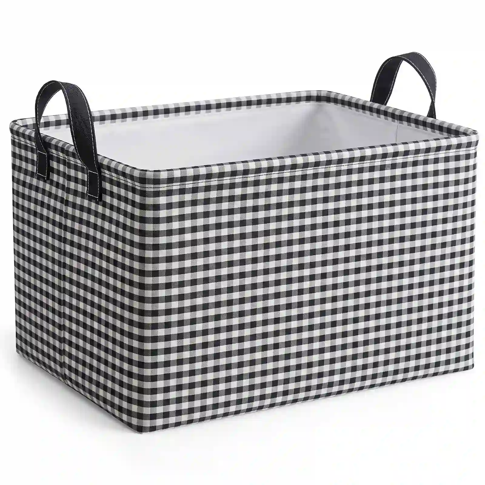 Hushee Pink Checkered Storage Basket Collapsible Gingham Organizer detail