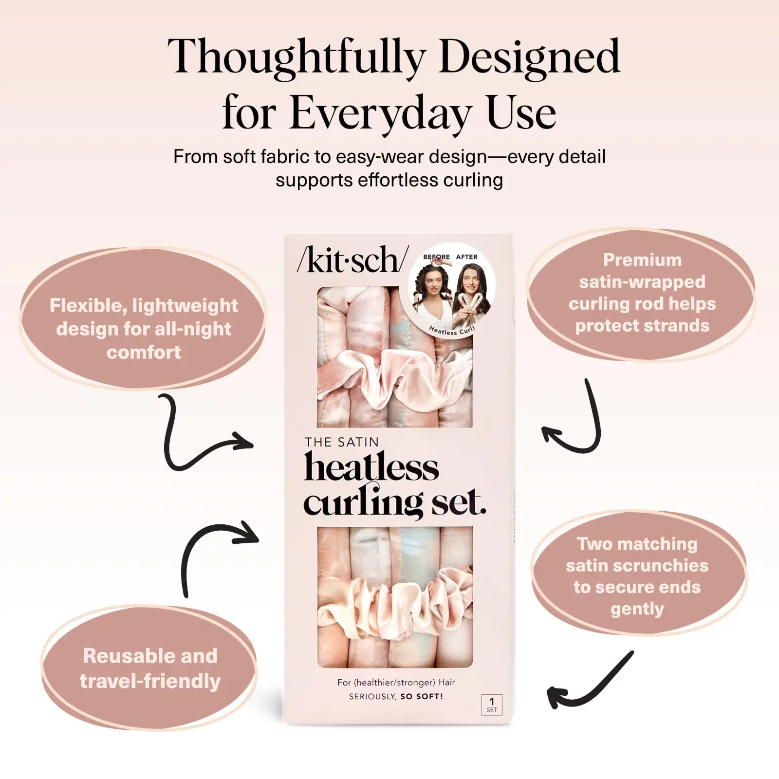 Kitsch Satin Heatless Curlers Set features