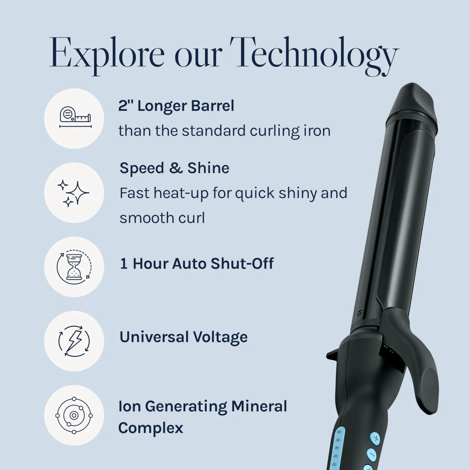 Long Barrel Curling Iron with Moisture Heat Technology detail