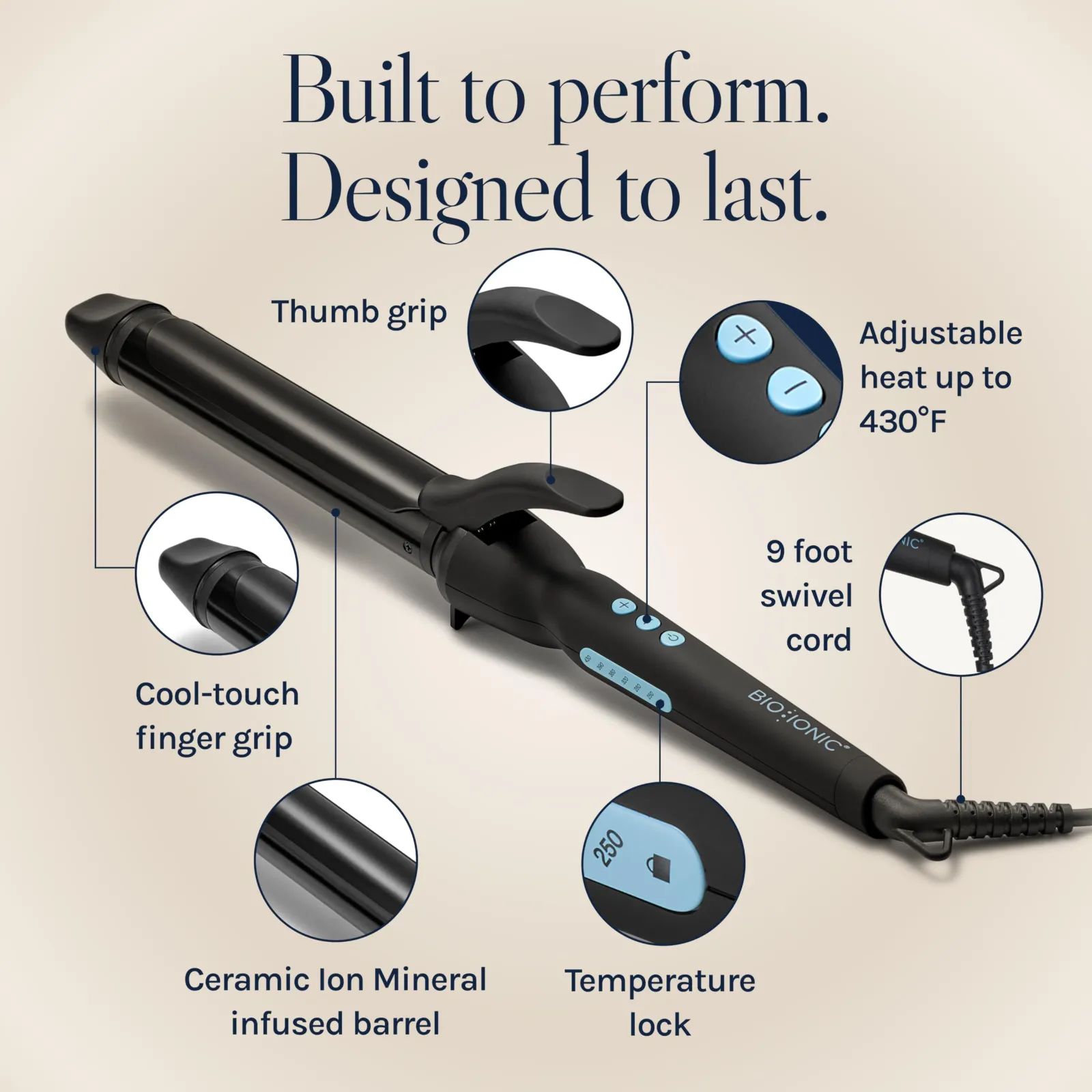 Long Barrel Curling Iron with Moisture Heat Technology features
