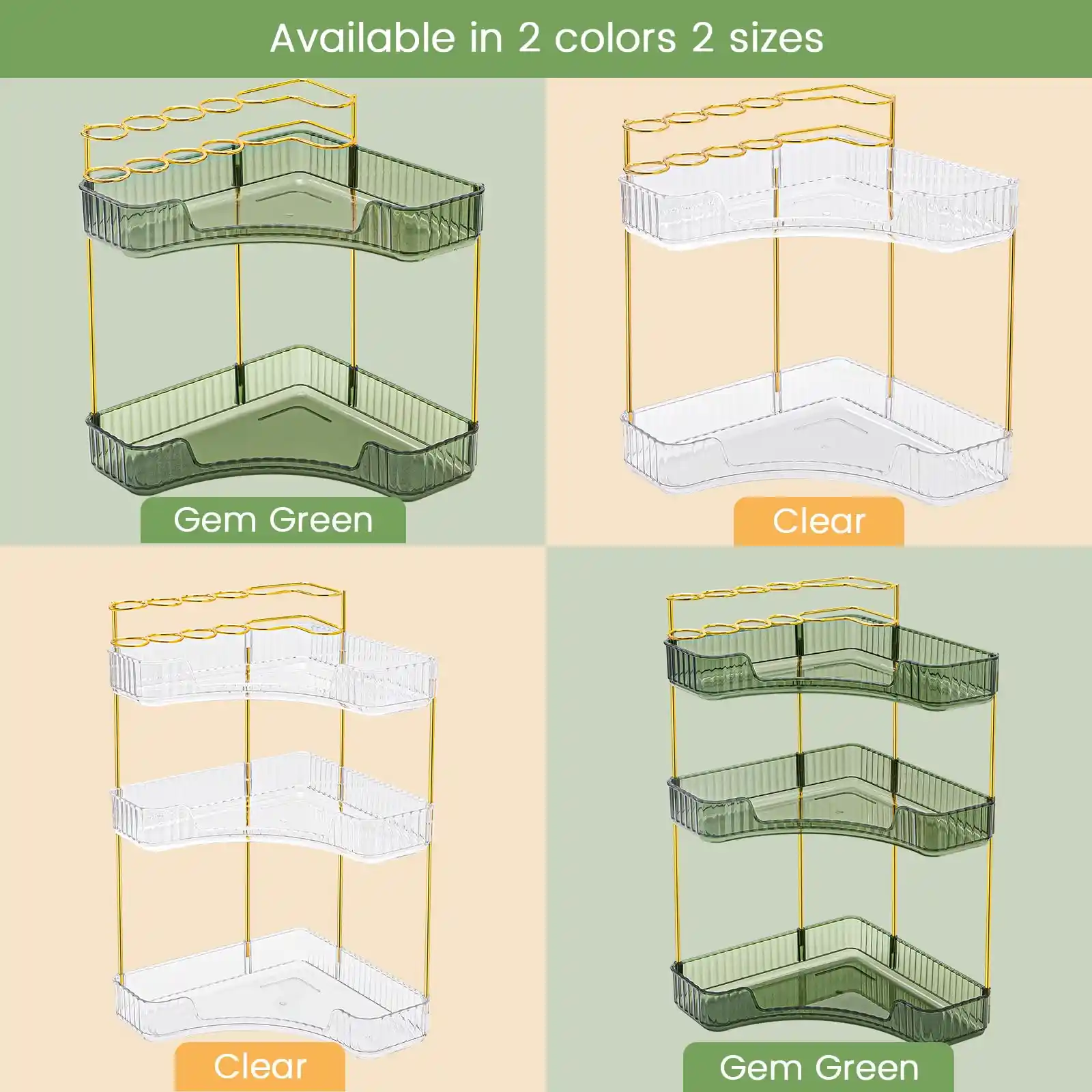 Makeup Organizer for Vanity, 3-Tier Corner features