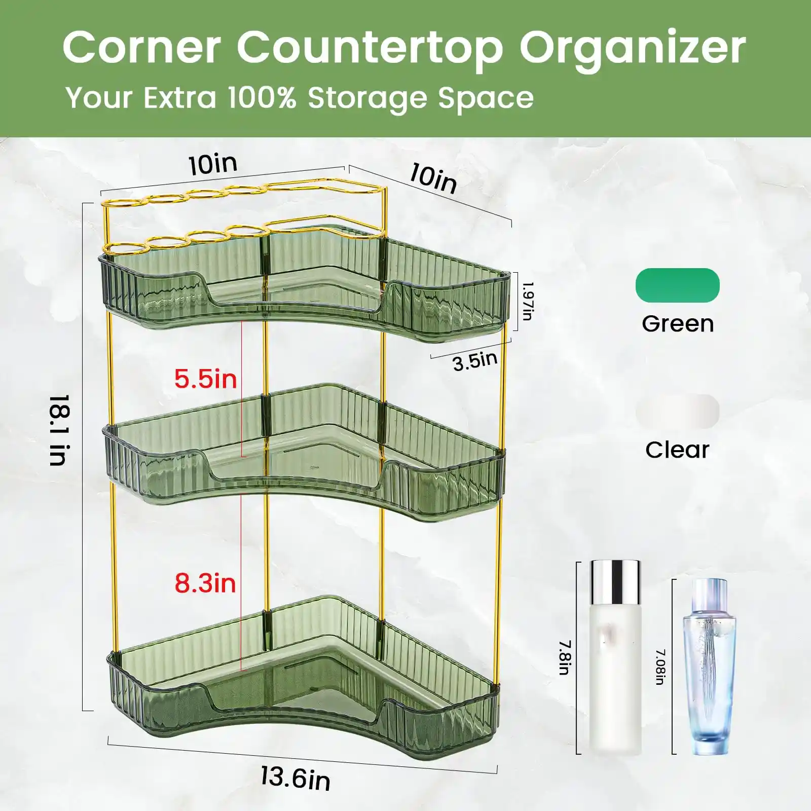 Makeup Organizer for Vanity, 3-Tier Corner results