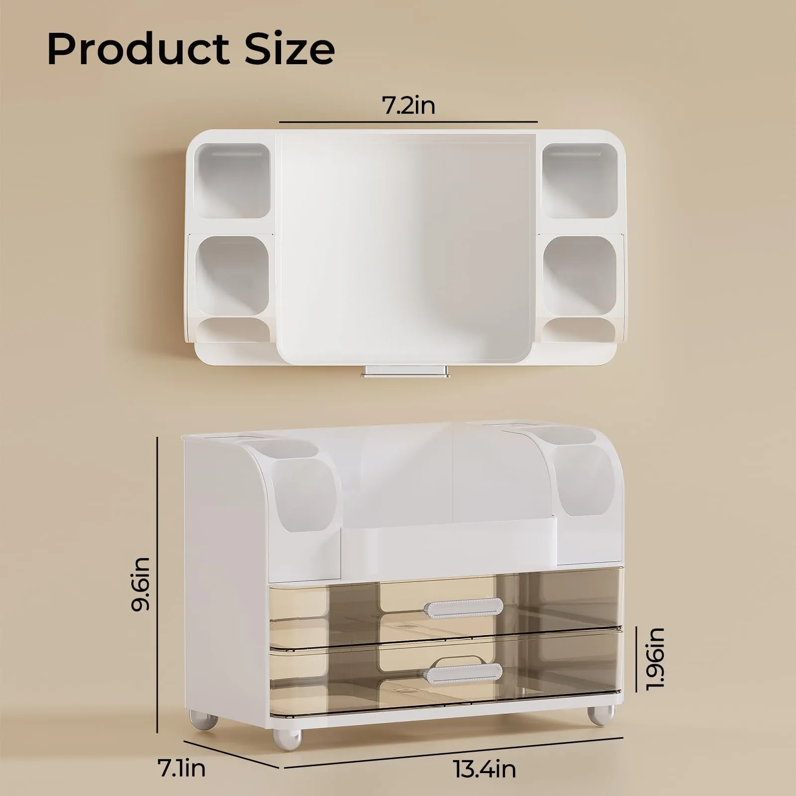 Makeup Organizer for Vanity with 2 Large Drawers showcase