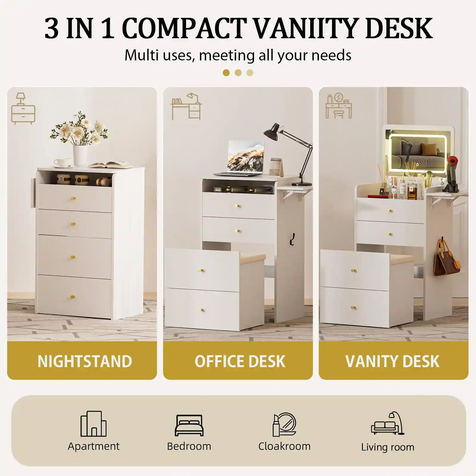 Makeup Vanity Desk with Mirror and Lights unboxing
