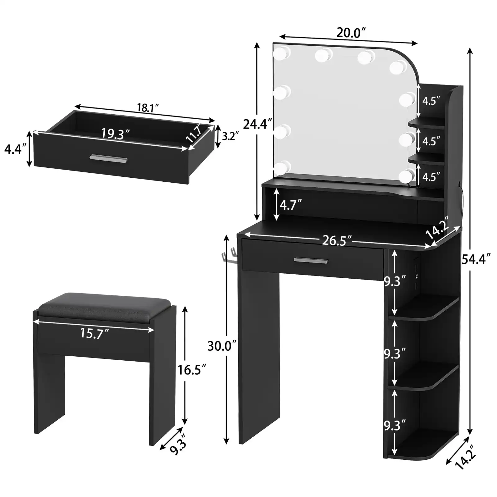 Makeup Vanity with Chair, Small Vanity Desk showcase