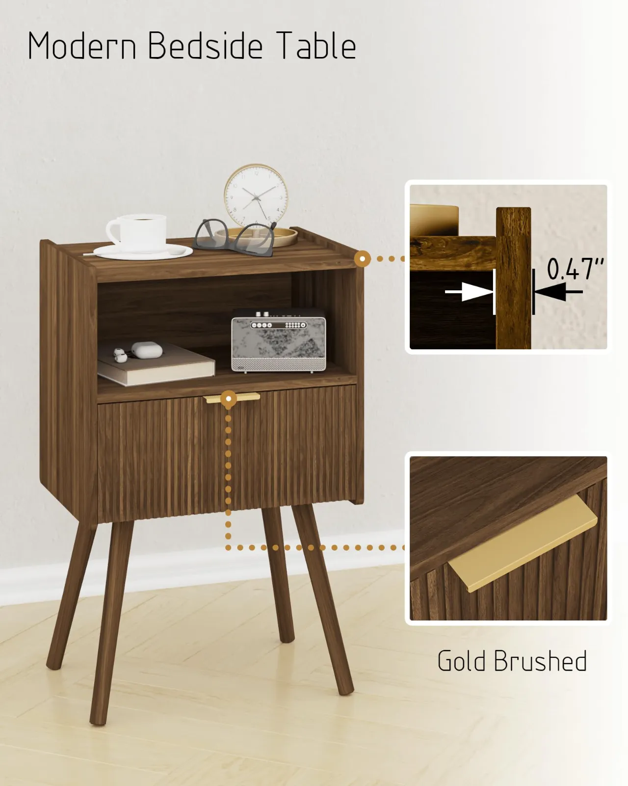 Nightstand,Modern Bedside Table with Storage Drawer unboxing