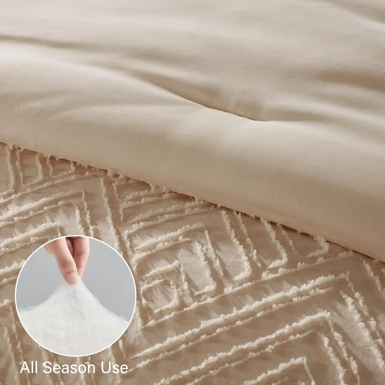 Queen Comforter Set 7 Pieces, Beige Bed in a Bag Queen Size results