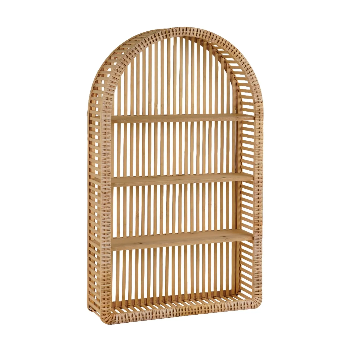 Rattan Wall Shelf – 4 Tier Boho Arch Hanging Shelves detail