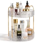 Rotating Makeup Organizer for Vanity, 2 Tier Perfume Skincare Storage