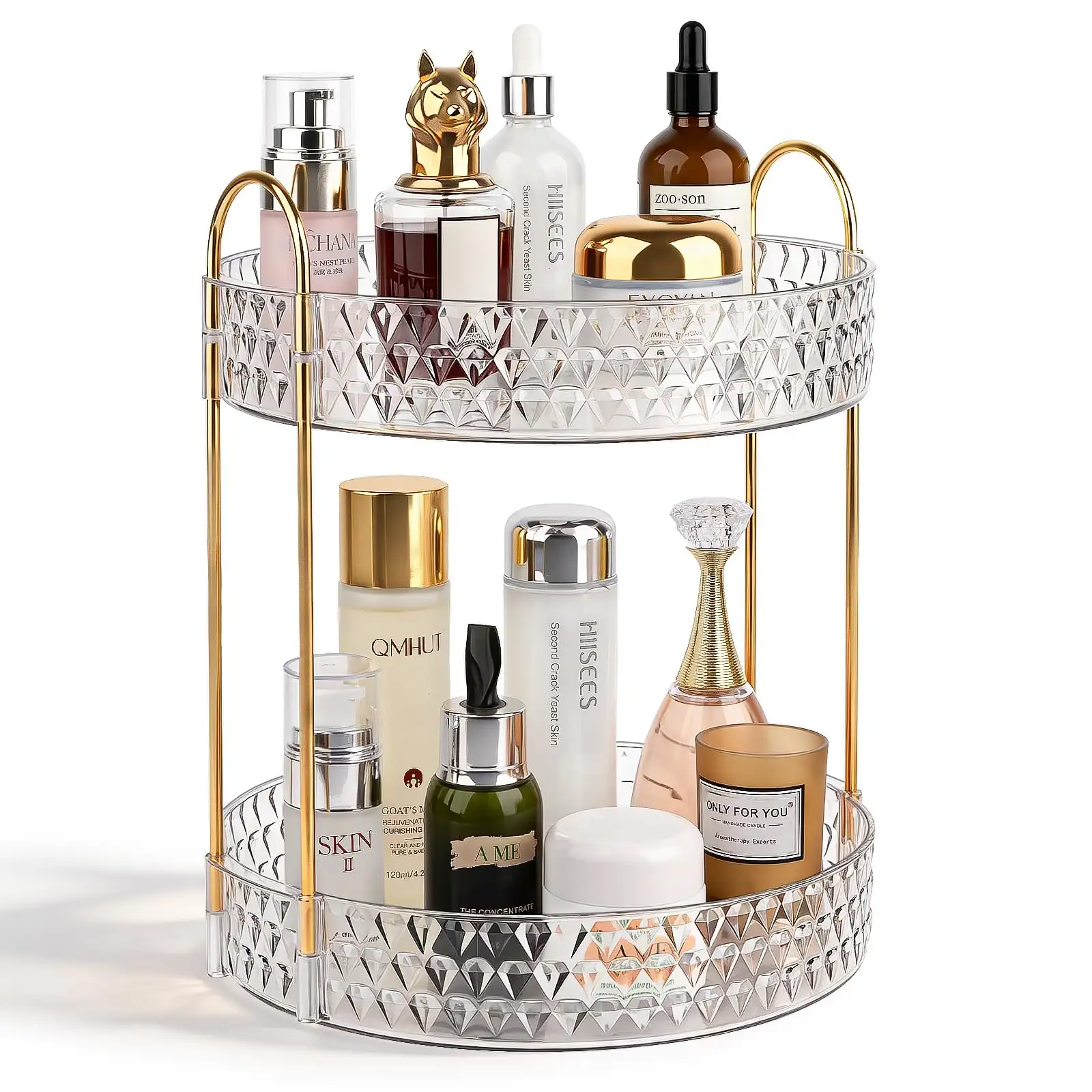 Rotating Makeup Organizer for Vanity, 2 Tier Perfume Skincare Storage review