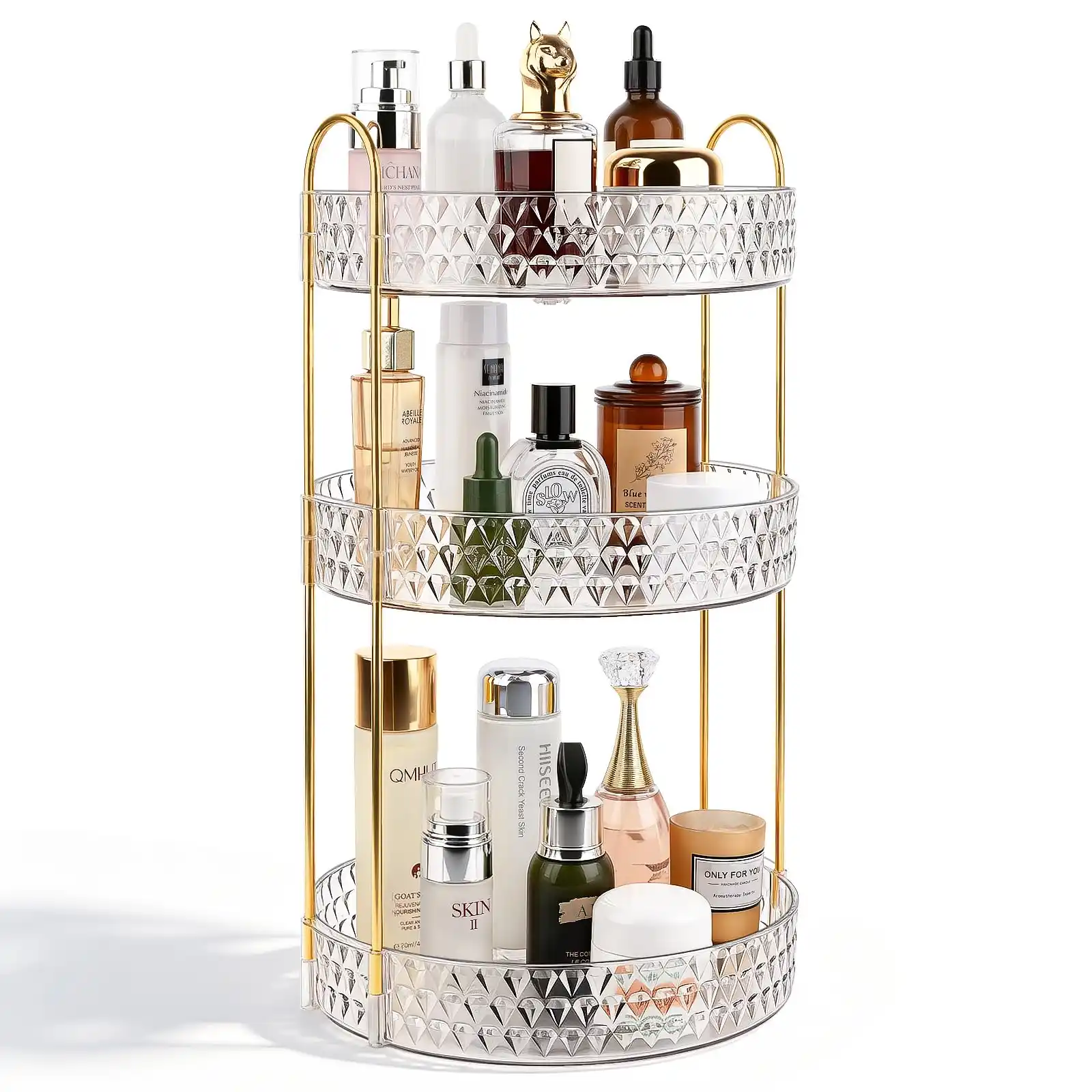 Rotating Makeup Organizer for Vanity, 2 Tier Perfume Skincare Storage unboxing