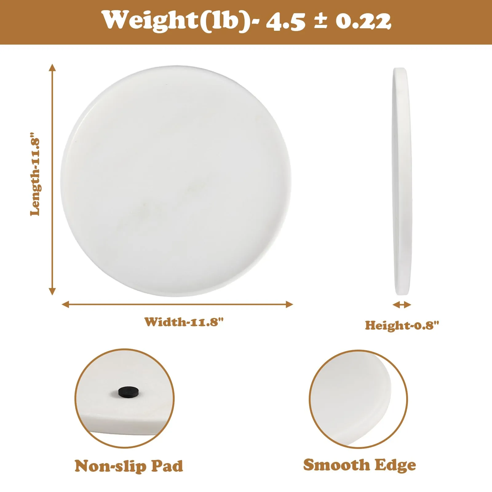 Round Marble Serving Tray for Kitchen and Coffee Table detail
