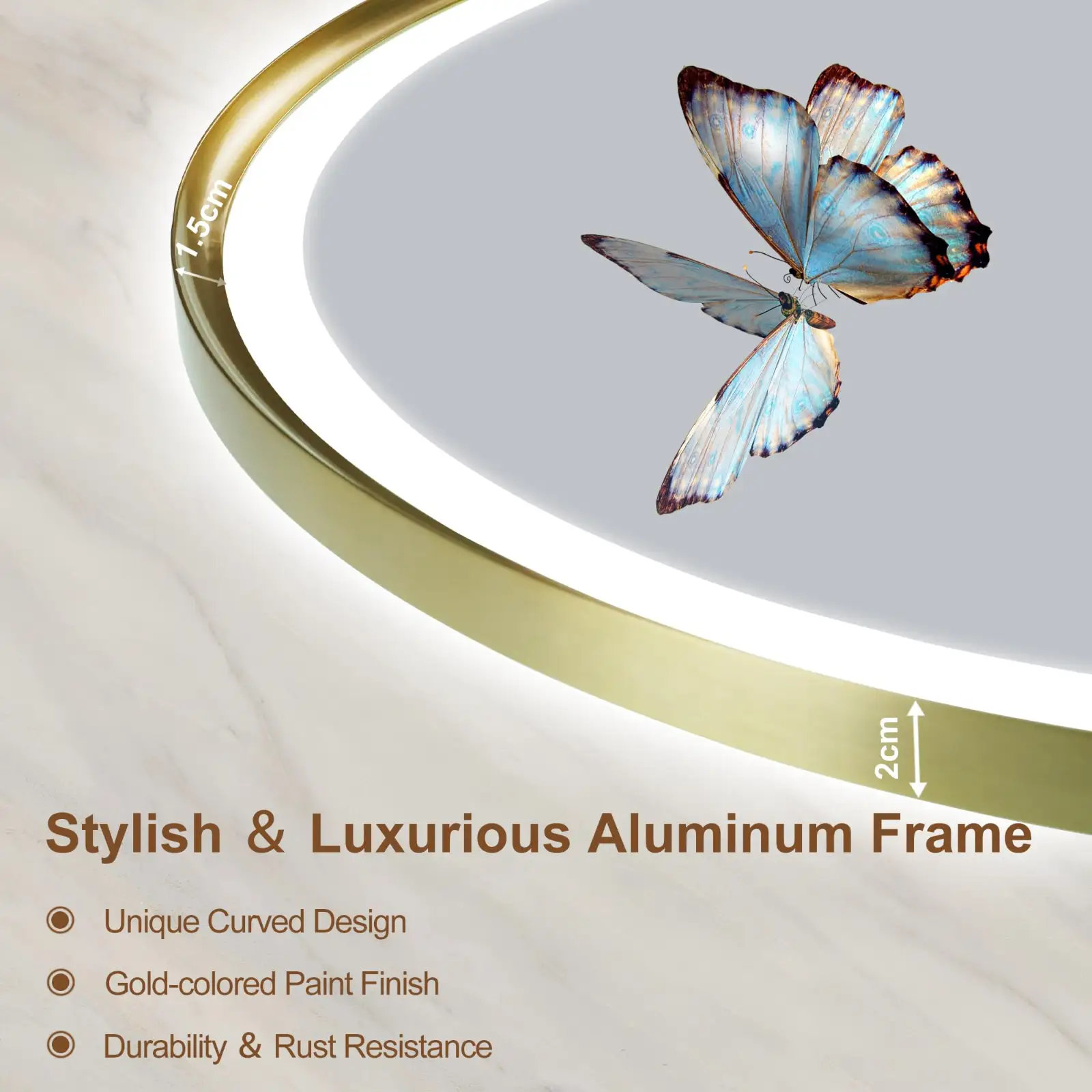 Sbagno 32″ Round Gold LED Mirror for Bathroom With Frontlit unboxing