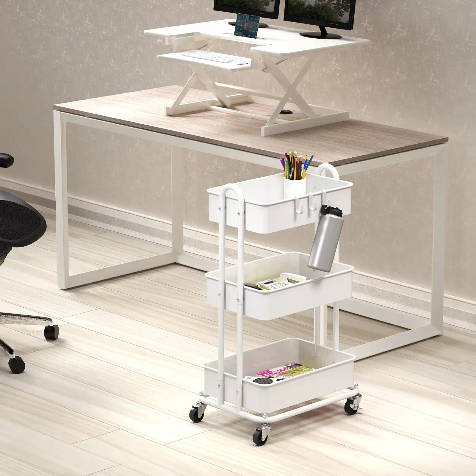 Simple Houseware 3-Tier Heavy Duty Metal Utility Rolling Cart detail