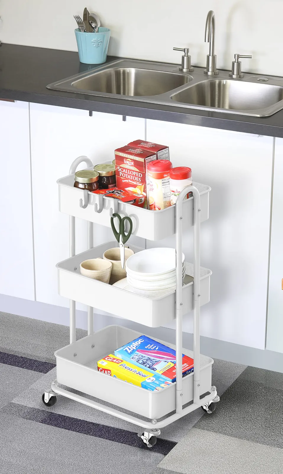 Simple Houseware 3-Tier Heavy Duty Metal Utility Rolling Cart results
