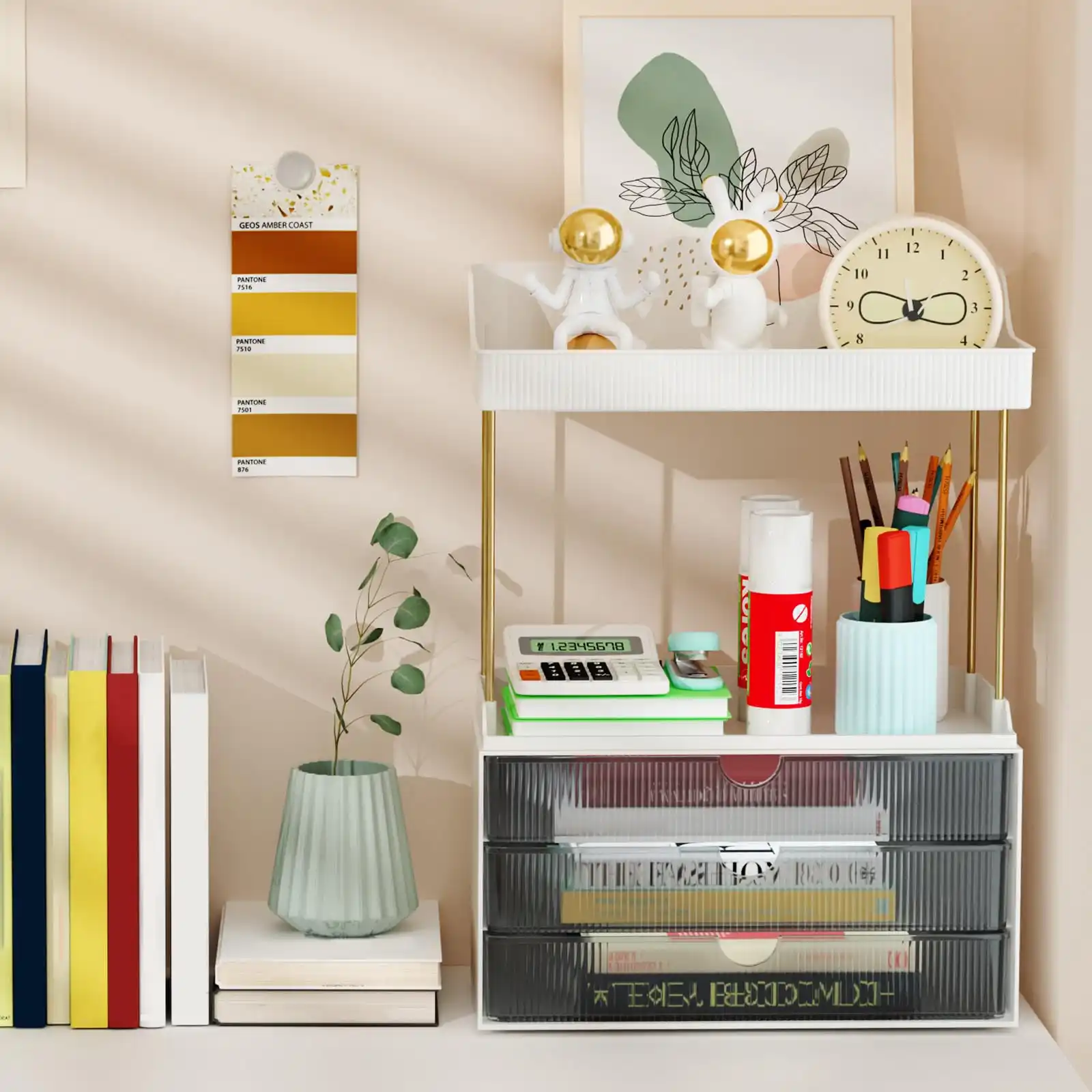 Strong 3 Drawers Bathroom Counter Organizer, 5 Tier Makeup Organizer texture