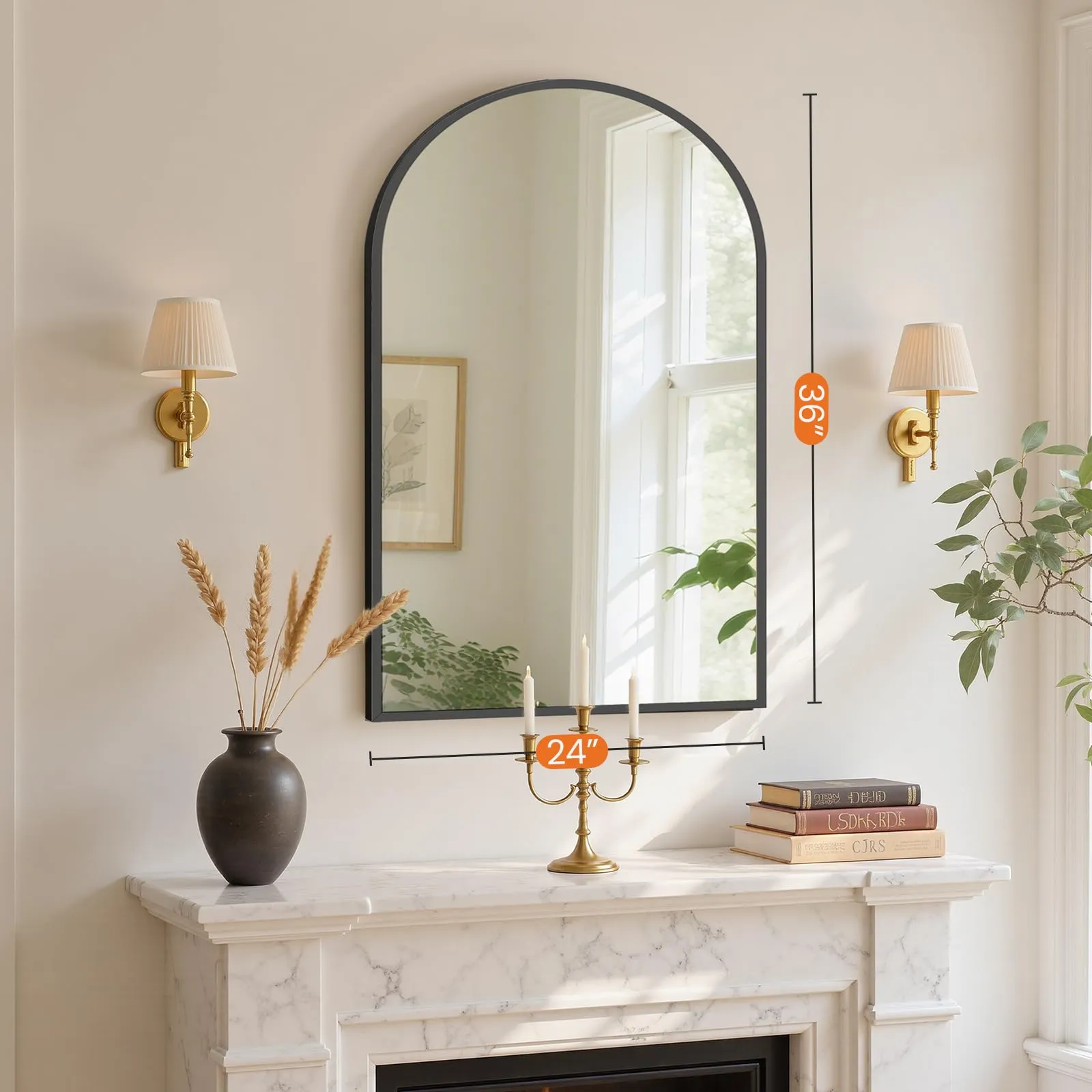 Sweetcrispy Arched Black Bathroom Mirrors for Wall detail