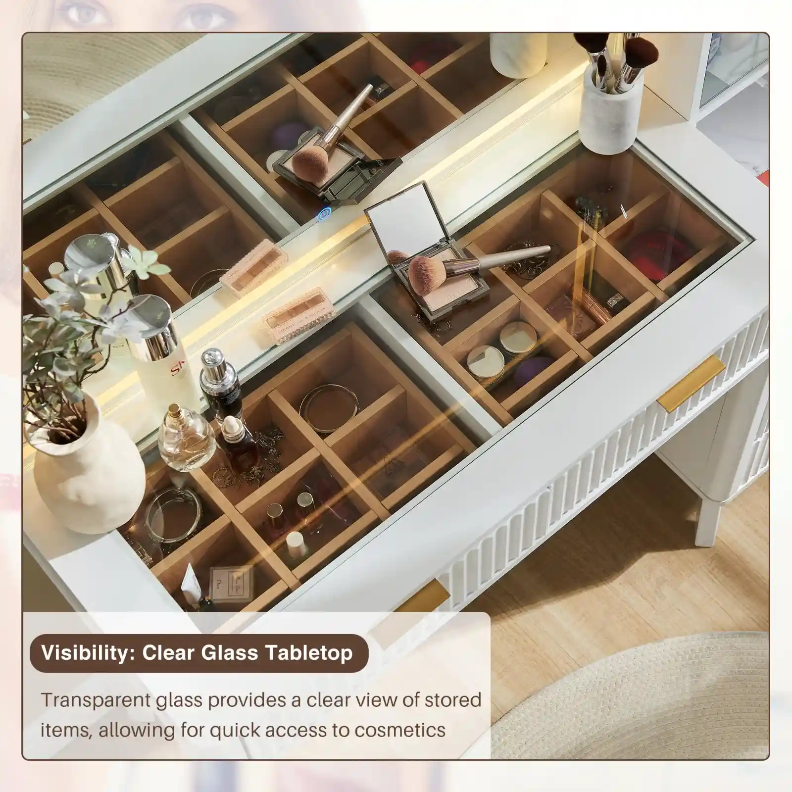 T4TREAM Fluted Makeup Vanity Desk with Large Mirror results