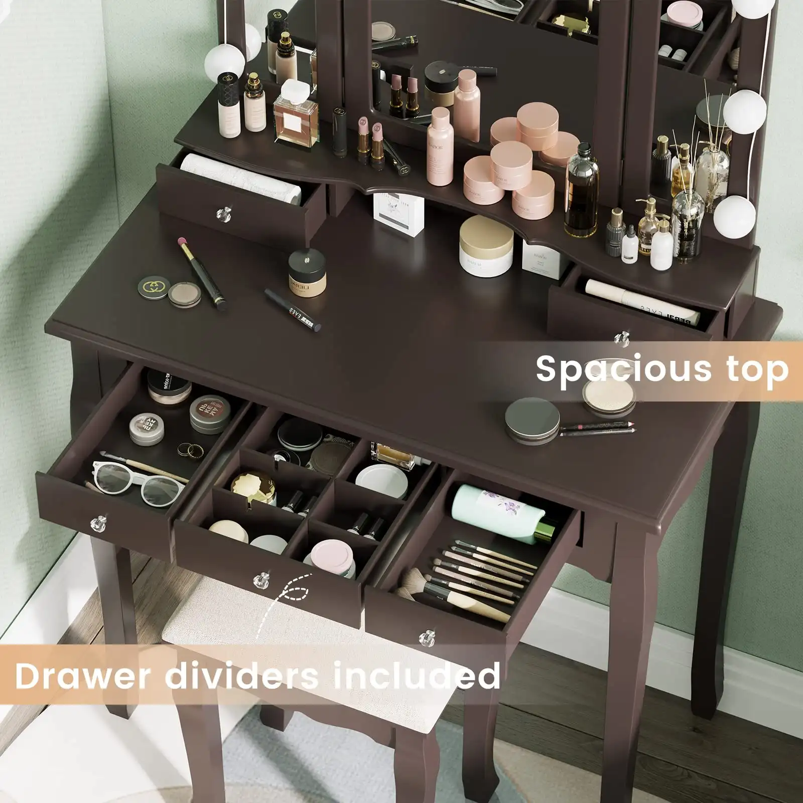 Tiptiper Vanity Desk, Makeup Vanity Set with Lighted Mirror results