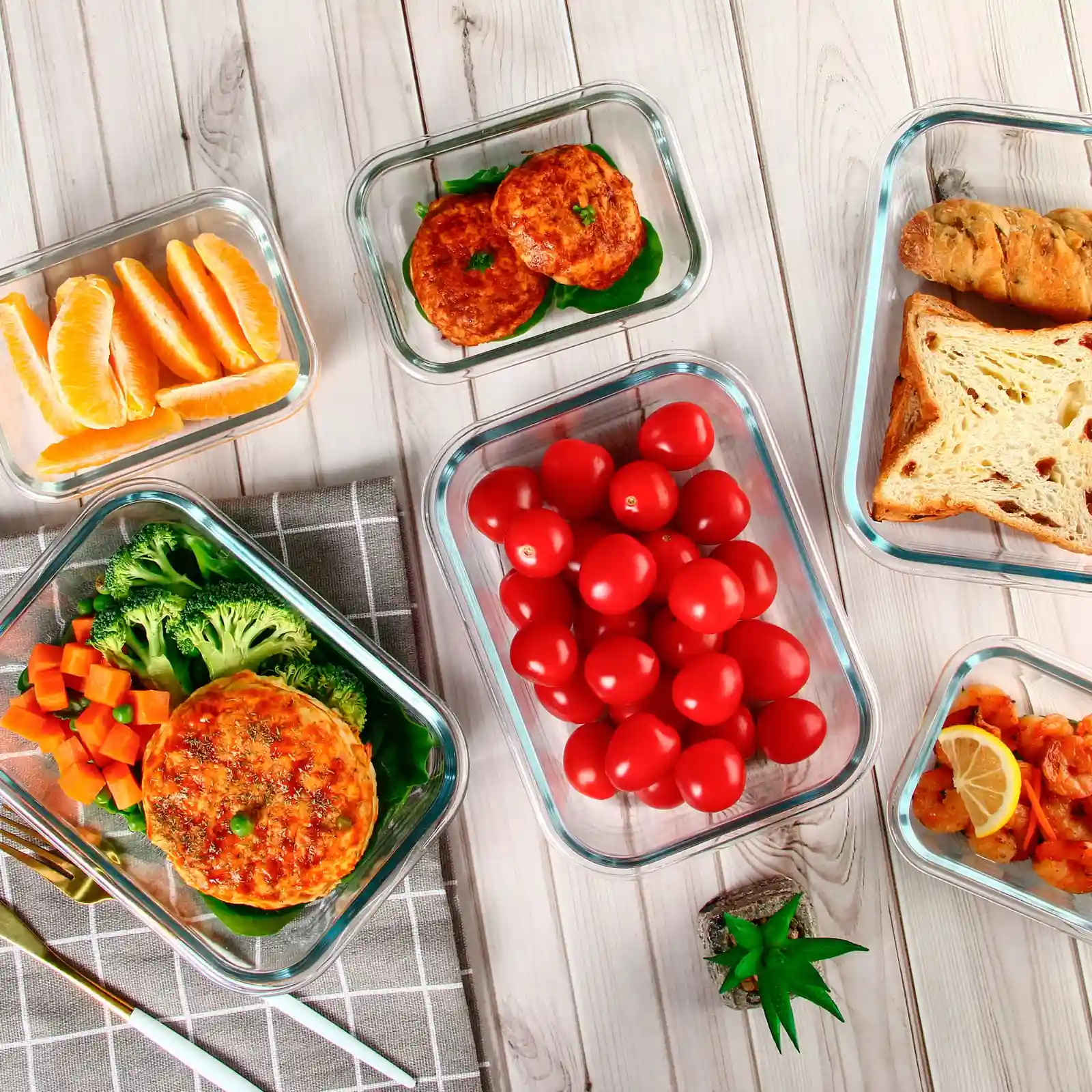 UMEIED 10 PACK Glass Food Storage Containers with Leak Proof Lids showcase