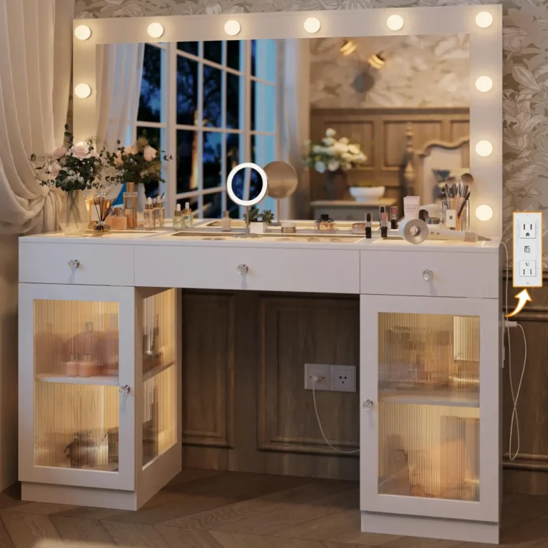 Vanity Desk with Large Mirror and Lights review