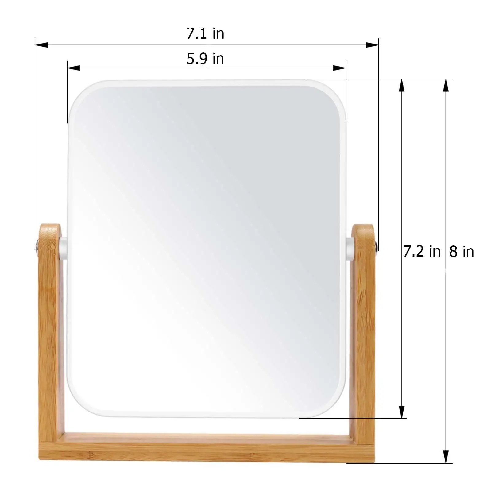 Vanity Makeup Mirror with Natural Bamboo Stand, Double Sided 360 texture