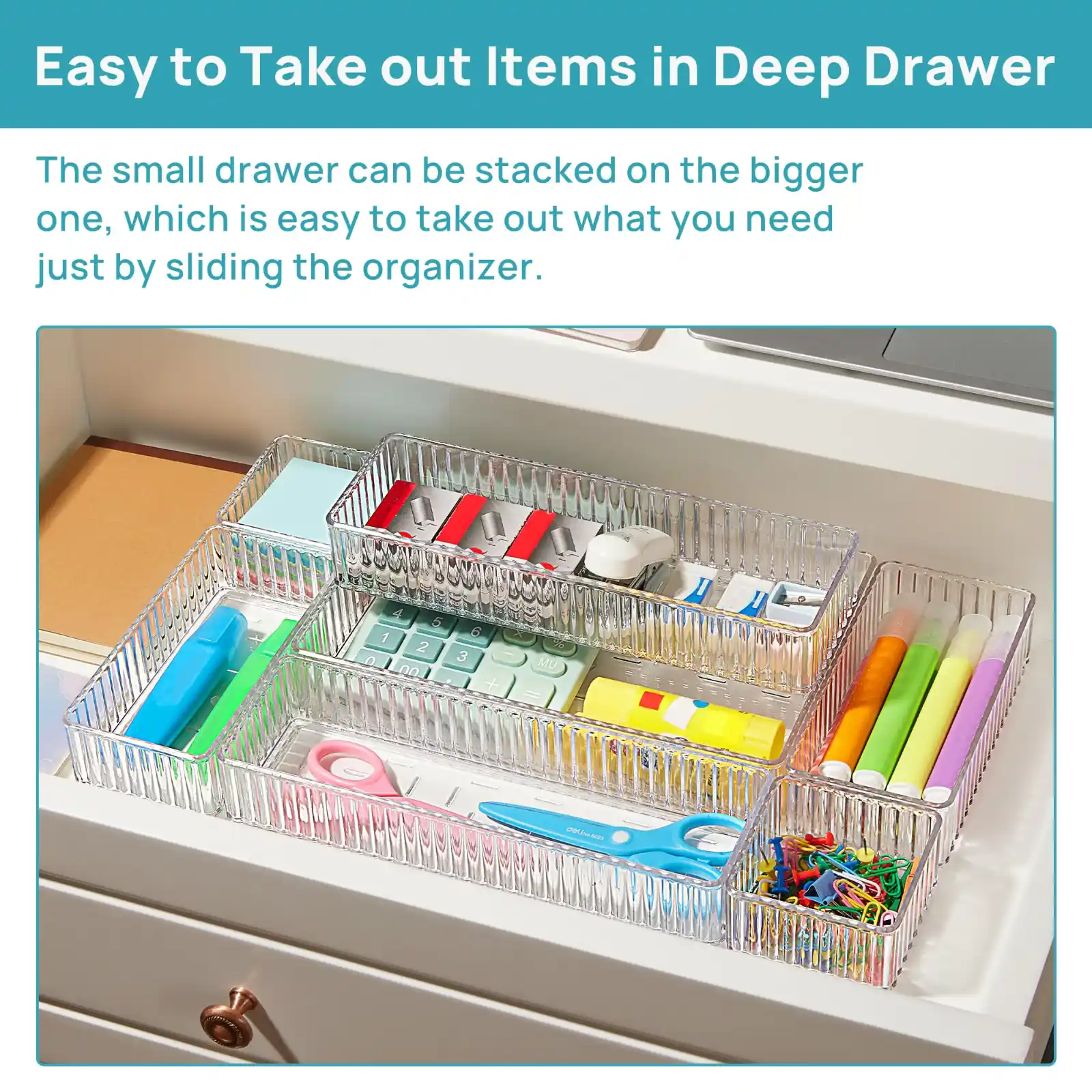 Vtopmart 7 PCS Clear Makeup Drawer Organizers Bins results