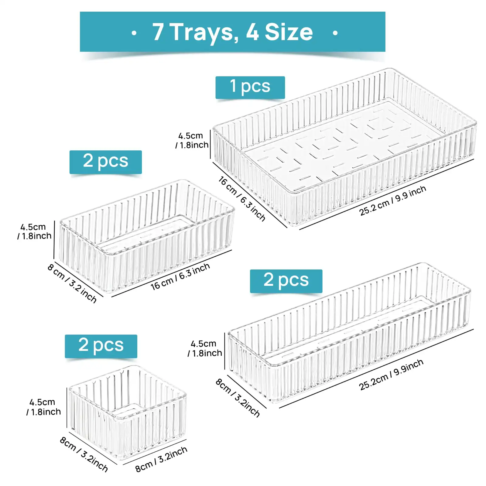 Vtopmart 7 PCS Clear Makeup Drawer Organizers Bins showcase
