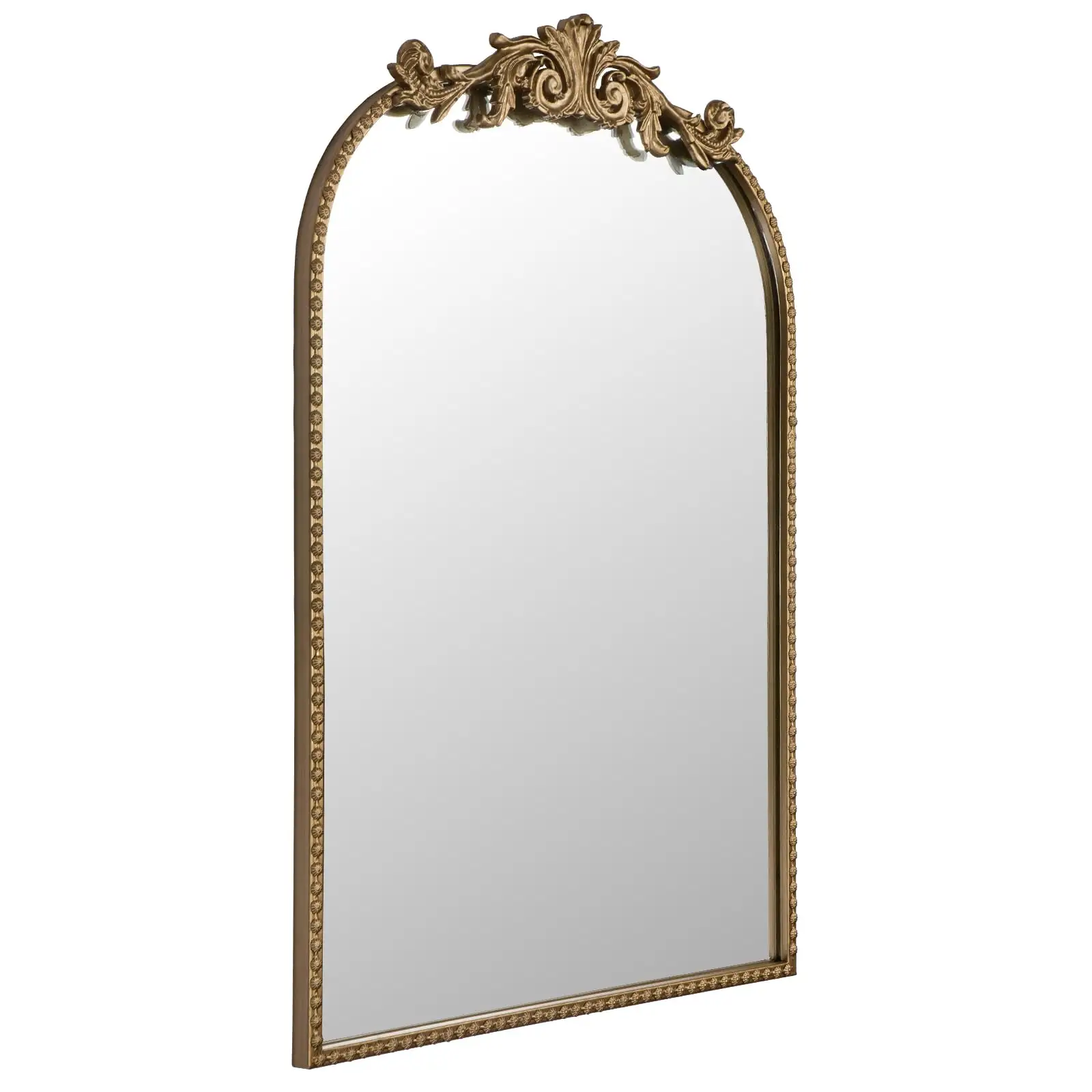 Wall Mount Baroque Arched Mirror, Antique Gold Metal Frame results