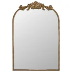 Wall Mount Baroque Arched Mirror, Antique Gold Metal Frame