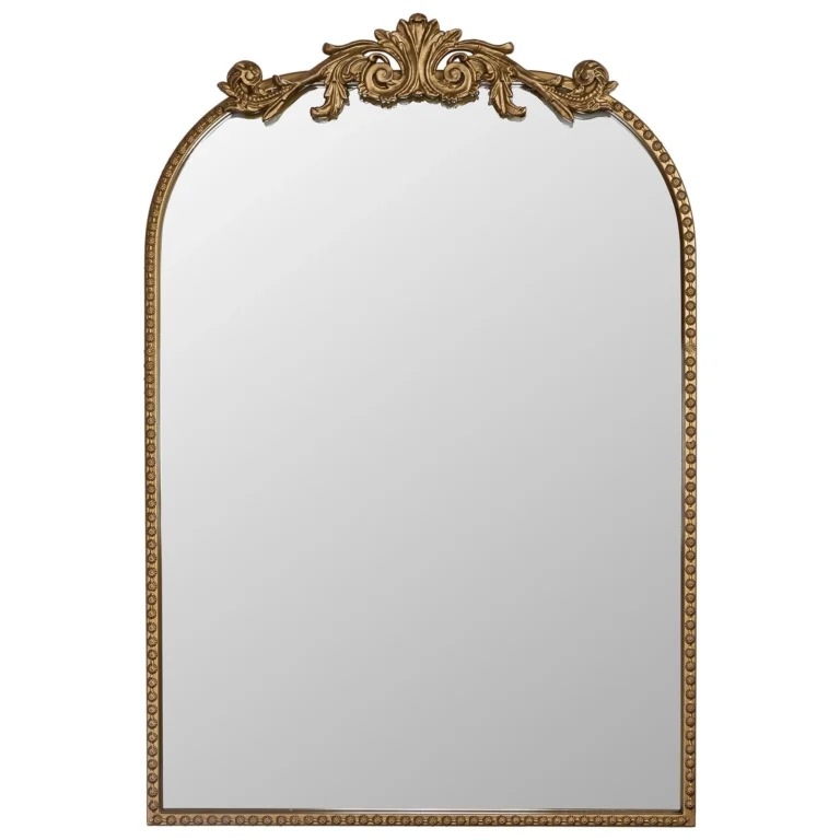 Wall Mount Baroque Arched Mirror, Antique Gold Metal Frame review