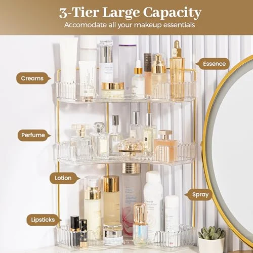 3-Tier Corner Bathroom Counter Organizer for Makeup and Perfume detail