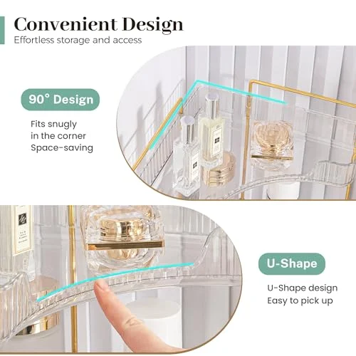 3-Tier Corner Bathroom Counter Organizer for Makeup and Perfume features