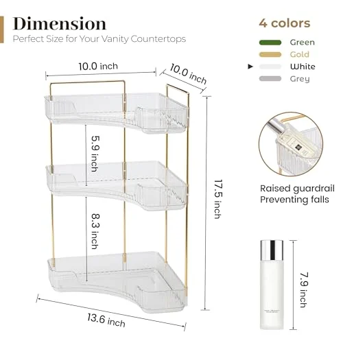 3-Tier Corner Bathroom Counter Organizer for Makeup and Perfume showcase