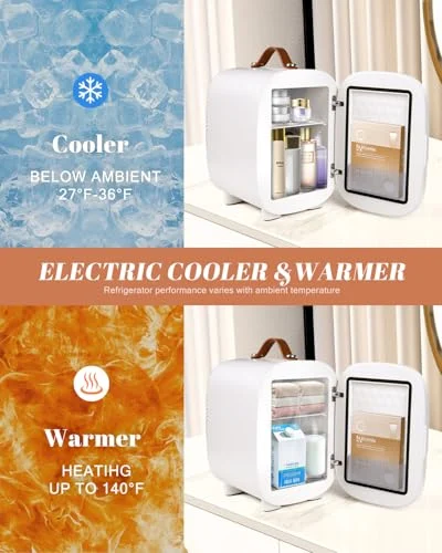 4L Skincare Fridge with LED Mirror and Carrying Handle for Travel features